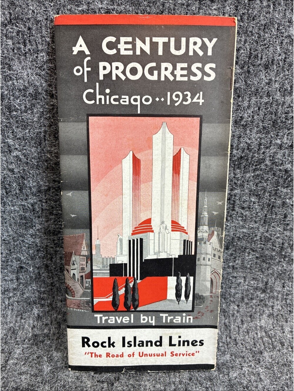 Original 1934 Chicago Worlds Fair Rock Island Lines Railroad Travel Brochure